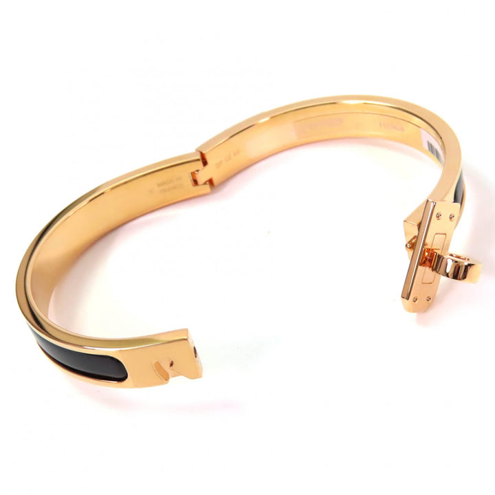 Pristine HERMES Bangle Mini Click Kelly bracelet Gold black Gold Plated Women