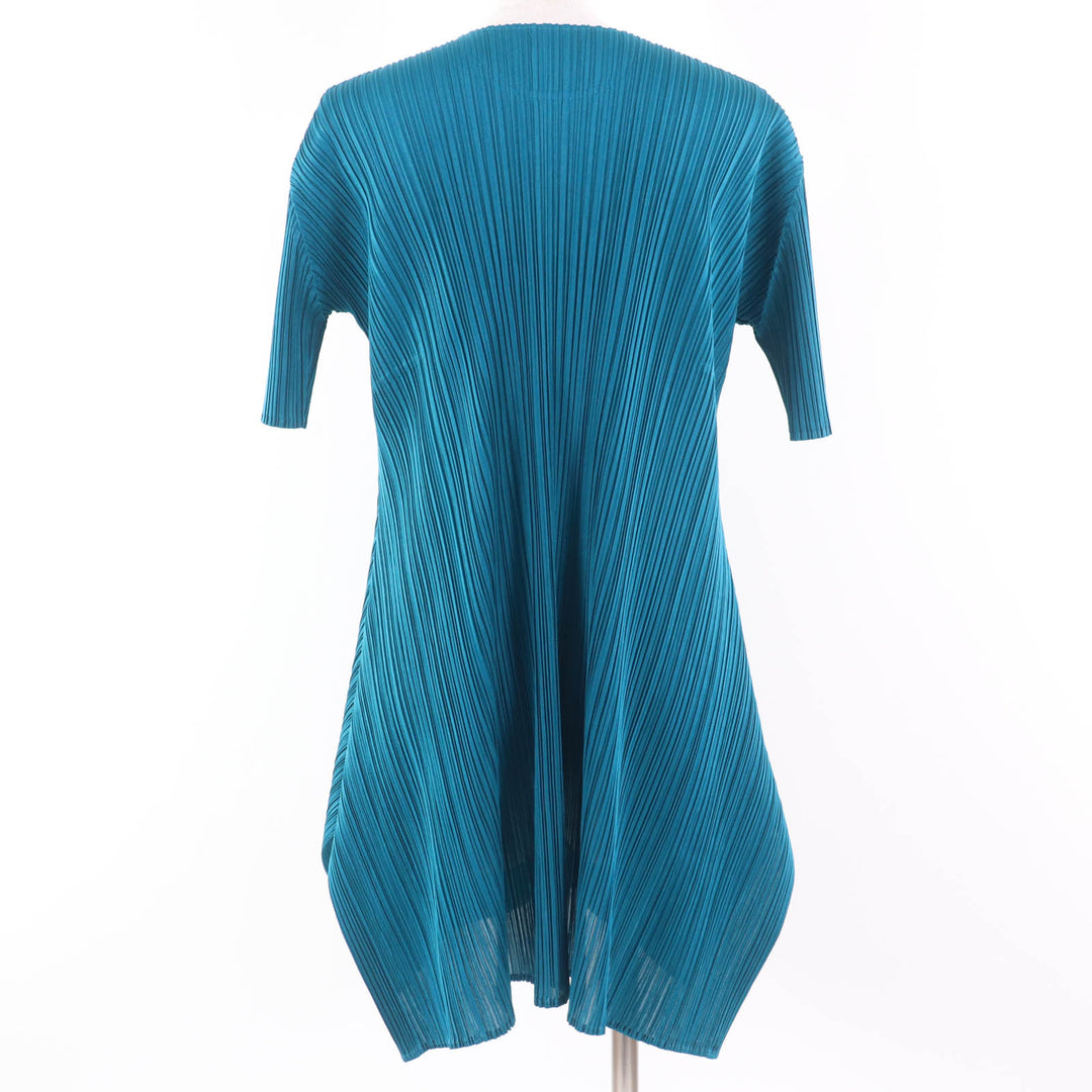 Excellent PLEATS PLEASE one piece Deformed design Short sleeve Blue Women 3