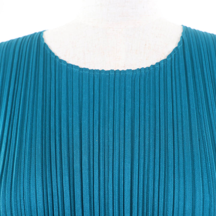 Excellent PLEATS PLEASE one piece Deformed design Short sleeve Blue Women 3