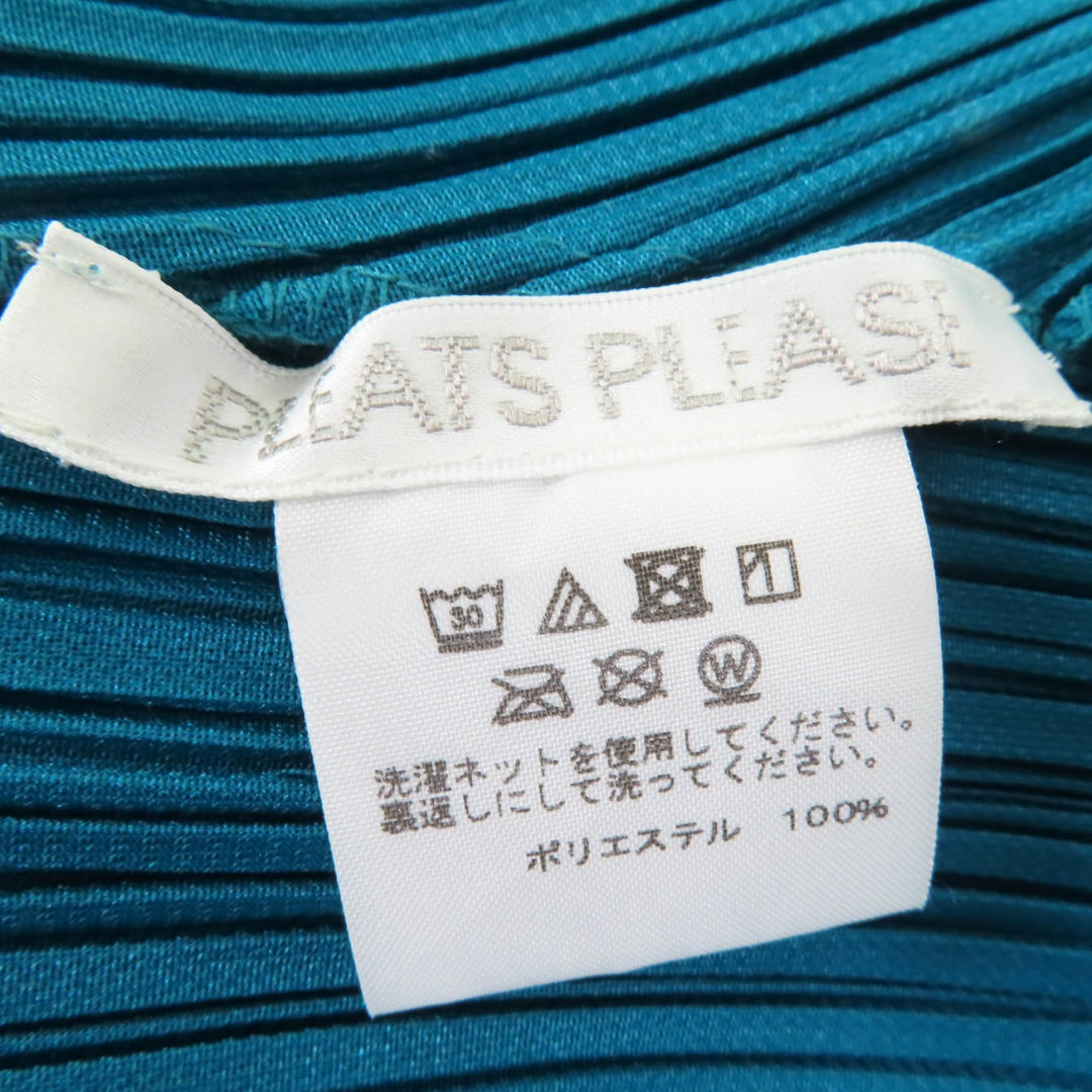 Excellent PLEATS PLEASE one piece Deformed design Short sleeve Blue Women 3