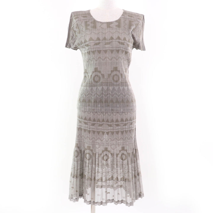Excellent PLEATS PLEASE two-piece set Geometric print ensemble skirt Gray Women 3