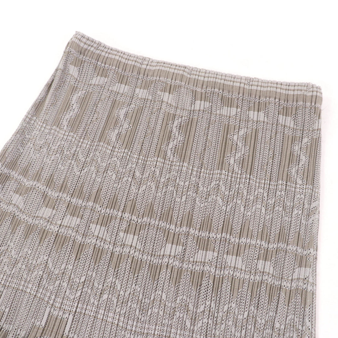 Excellent PLEATS PLEASE two-piece set Geometric print ensemble skirt Gray Women 3
