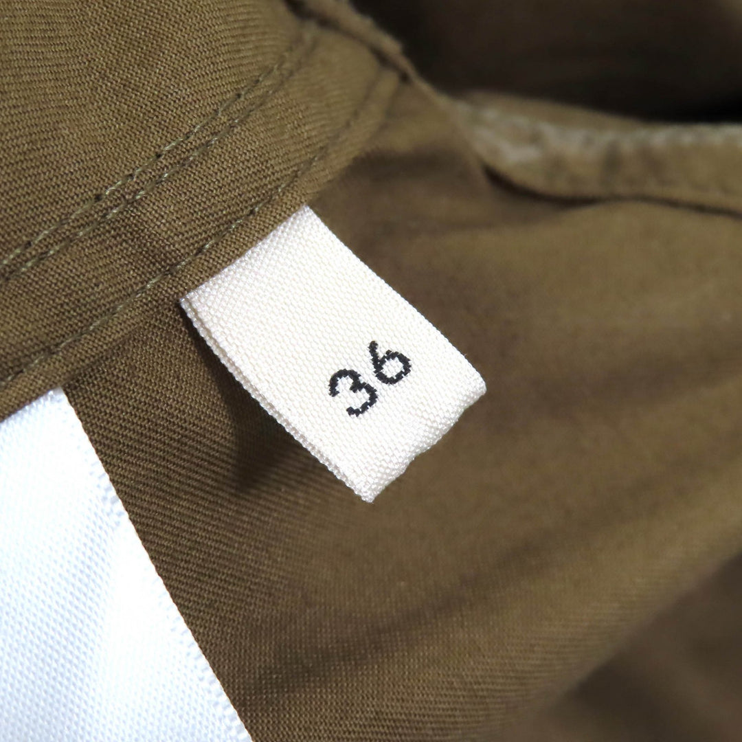 Excellent CELINE one piece Cotton Twill Safari Dress Short Sleeve Shirt olive 36