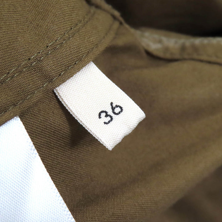 Excellent CELINE one piece Cotton Twill Safari Dress Short Sleeve Shirt olive 36
