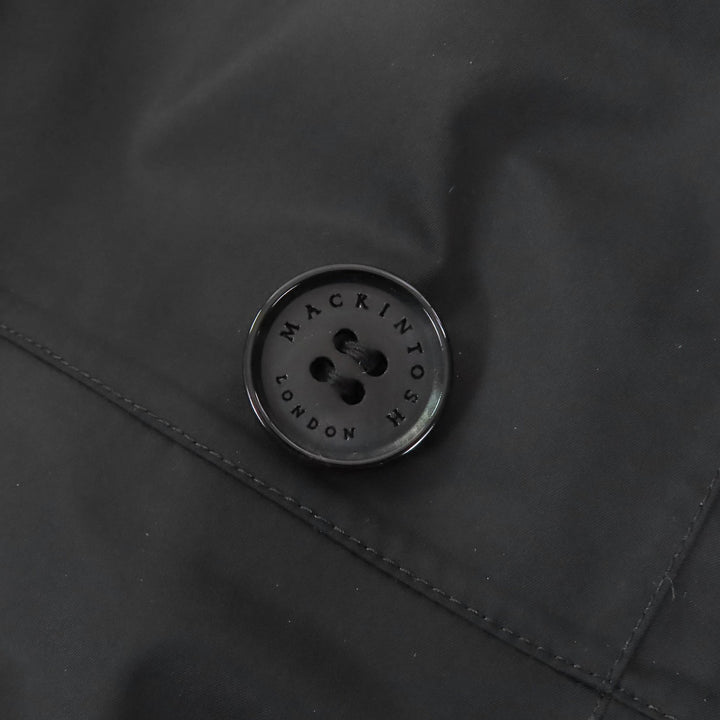 Great MACKINTOSH LONDON coat Logo button Wool lining Belted long black Women 38