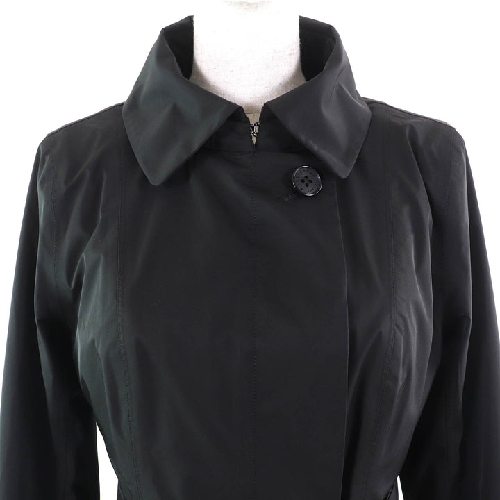 Great MACKINTOSH LONDON coat Logo button Wool lining Belted long black Women 38