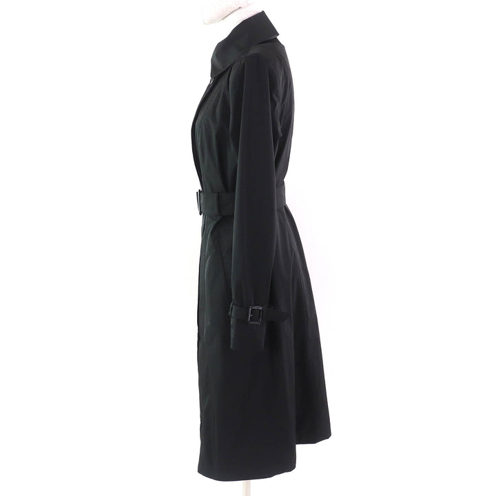 Great MACKINTOSH LONDON coat Logo button Wool lining Belted long black Women 38