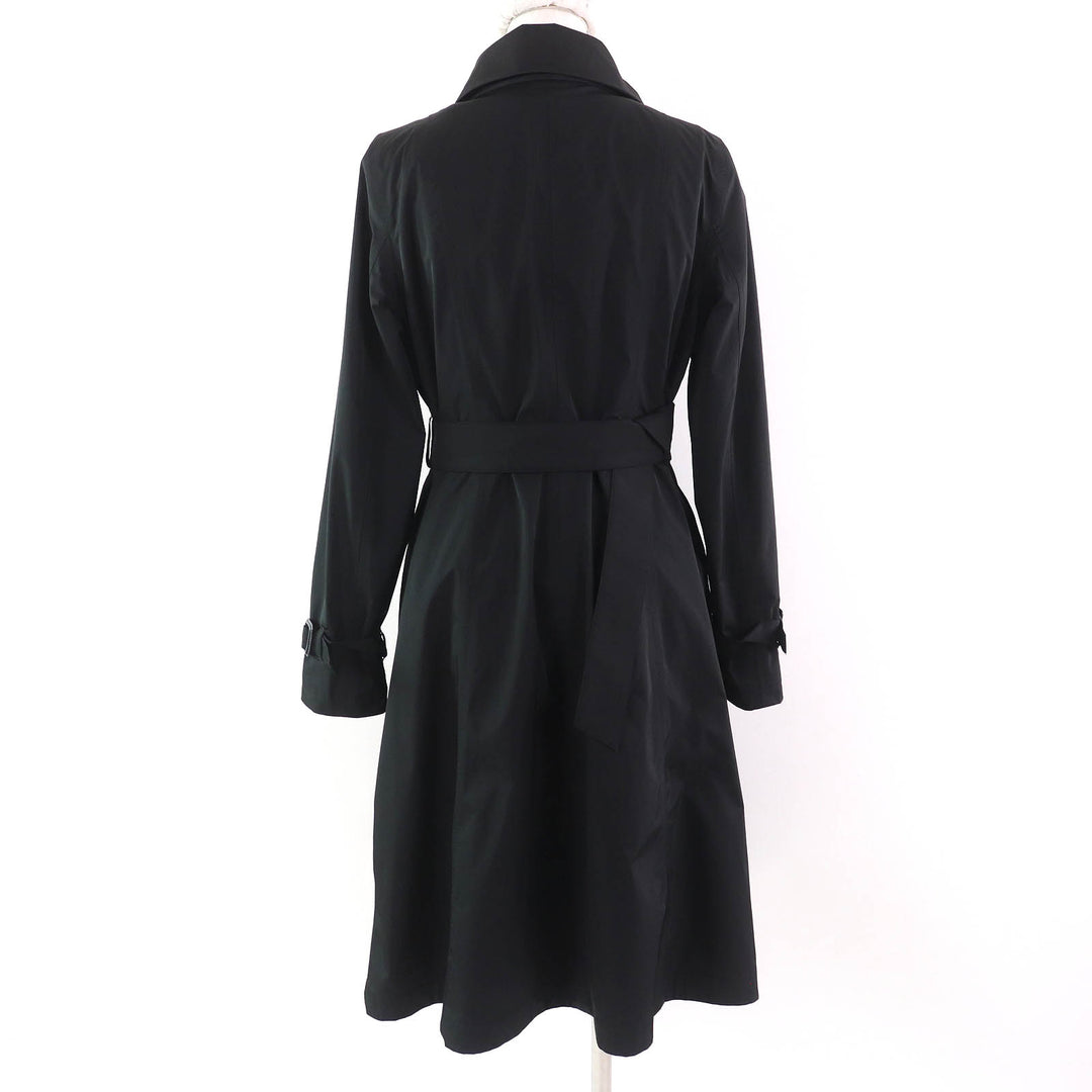 Great MACKINTOSH LONDON coat Logo button Wool lining Belted long black Women 38