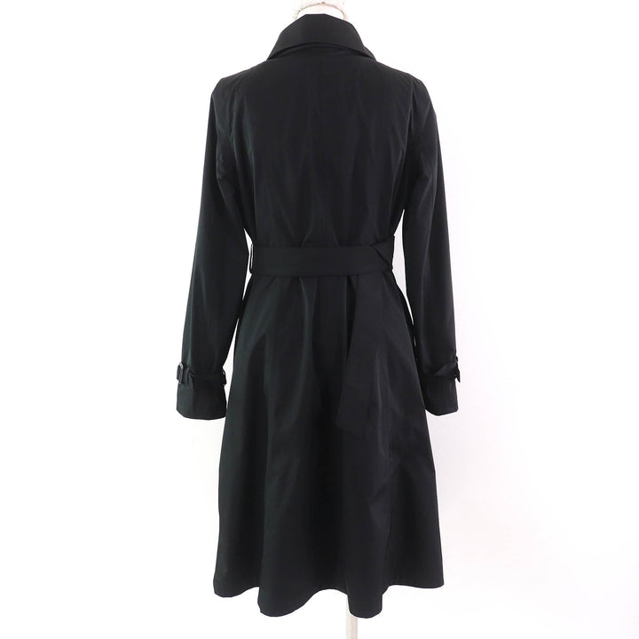 Great MACKINTOSH LONDON coat Logo button Wool lining Belted long black Women 38
