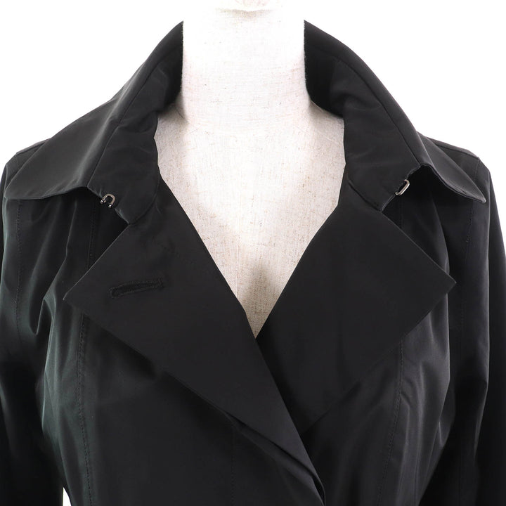 Great MACKINTOSH LONDON coat Logo button Wool lining Belted long black Women 38