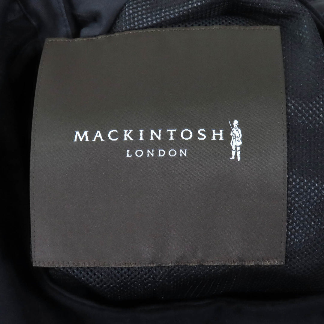 Great MACKINTOSH LONDON coat Logo button Wool lining Belted long black Women 38