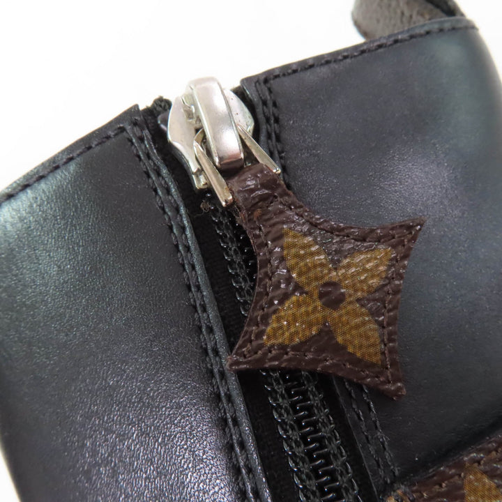 Great LOUIS VUITTON Ankle boots Monogram Belt Design Leather black leather Women