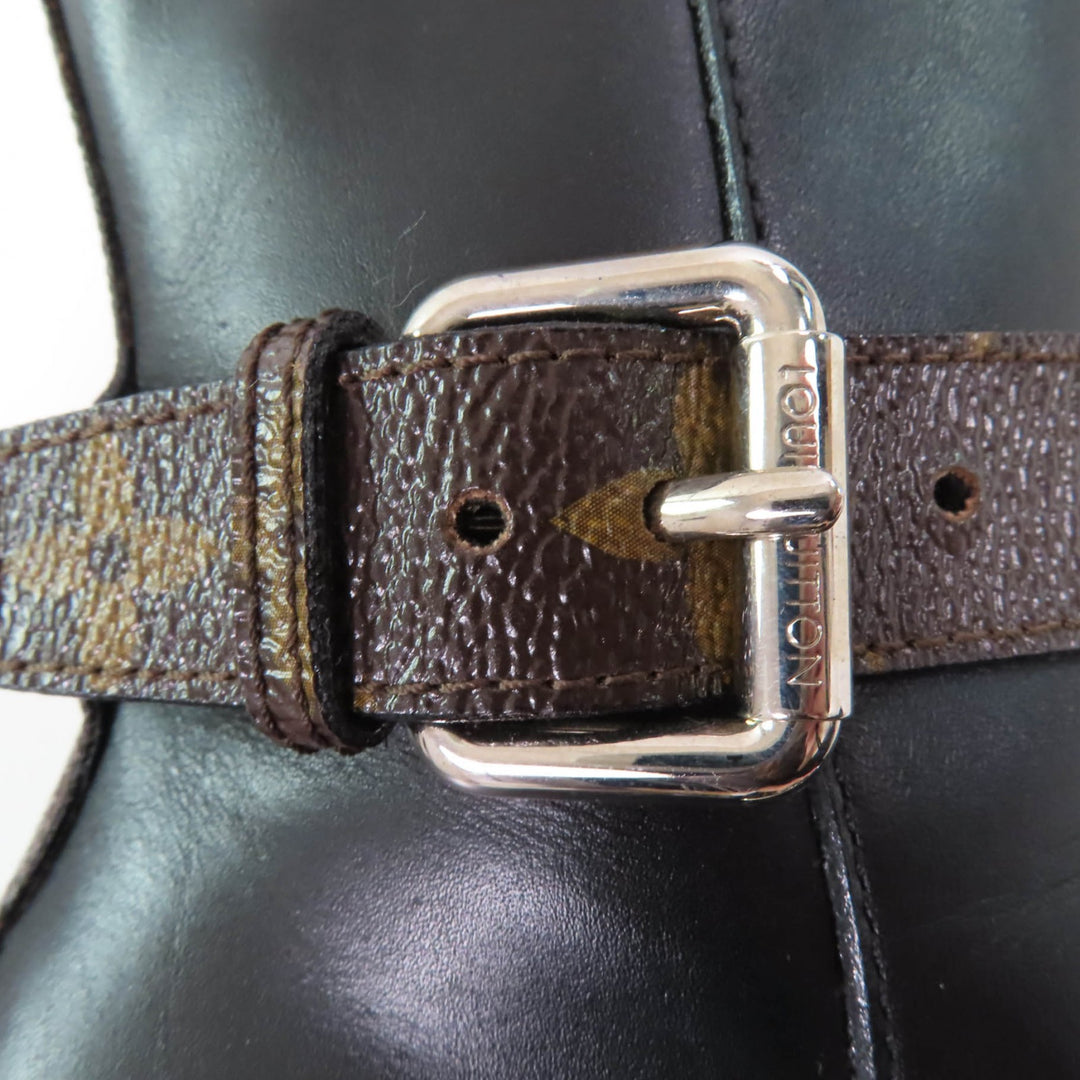 Great LOUIS VUITTON Ankle boots Monogram Belt Design Leather black leather Women