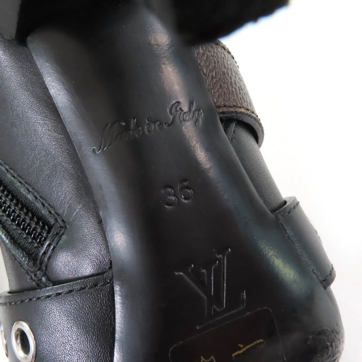 Great LOUIS VUITTON Ankle boots Monogram Belt Design Leather black leather Women