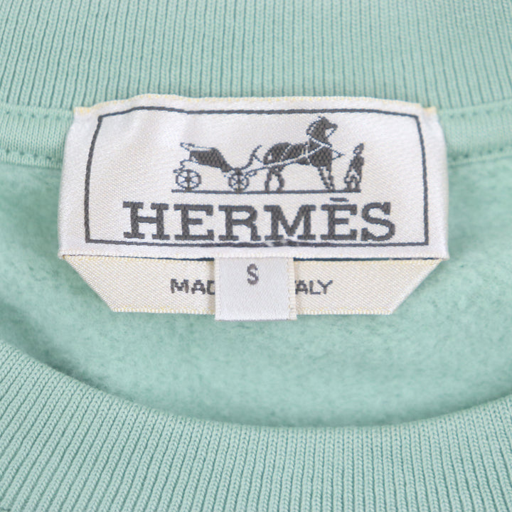 Excellent HERMES sweat Crew neck pullover with brushed lining green cotton mens S