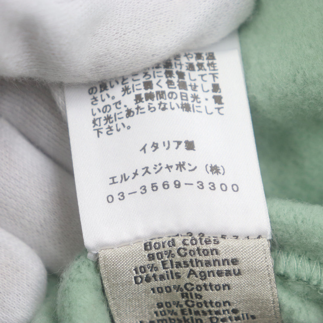 Excellent HERMES sweat Crew neck pullover with brushed lining green cotton mens