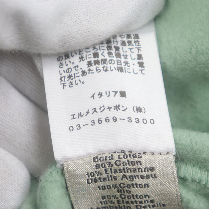 Excellent HERMES sweat Crew neck pullover with brushed lining green cotton mens