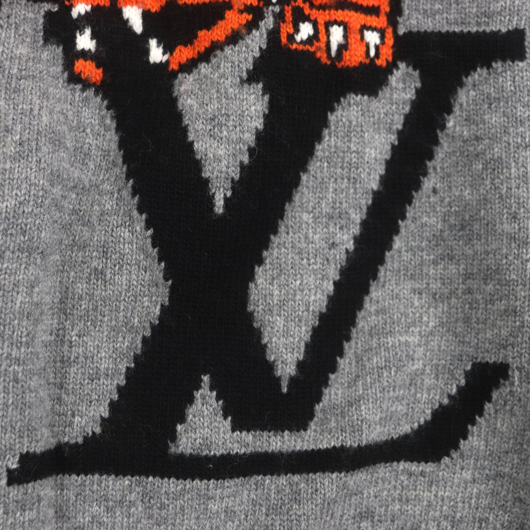 Great LOUIS VUITTON sweater Tiger Intarsia Amen Break Crewneck Knit gray wool mens S