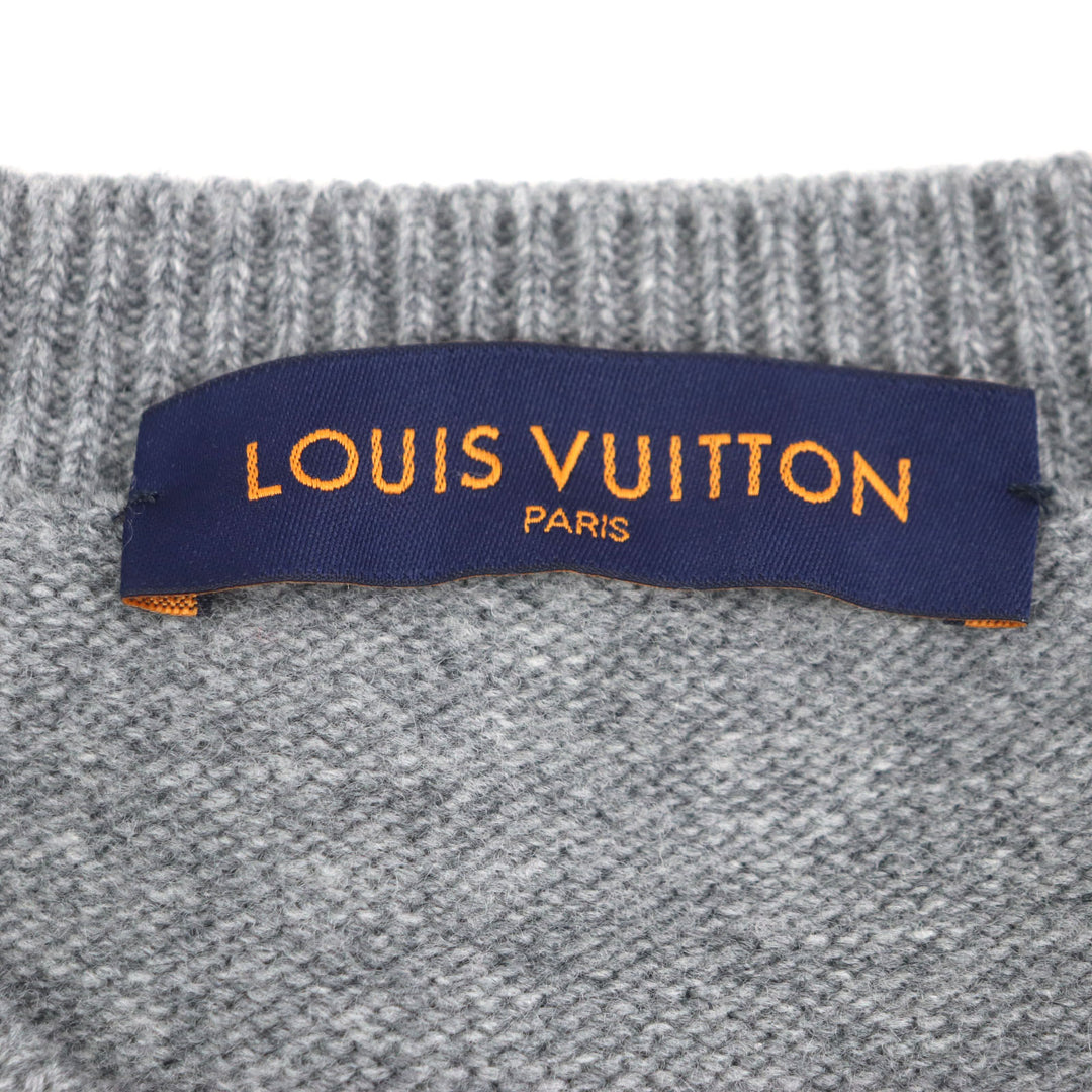 Great LOUIS VUITTON sweater Tiger Intarsia Amen Break Crewneck Knit gray wool mens S