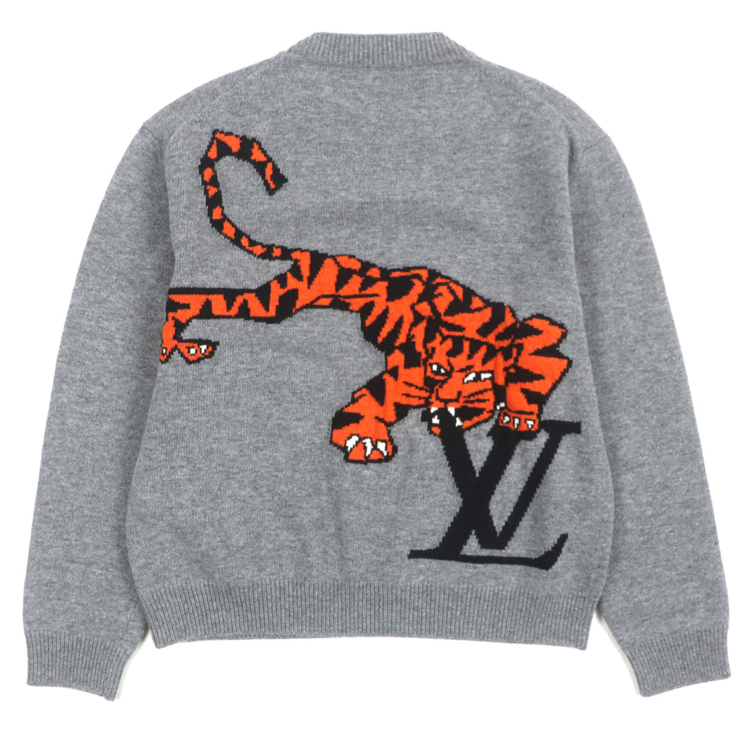 Great LOUIS VUITTON sweater Tiger Intarsia Amen Break Crewneck Knit gray wool mens S