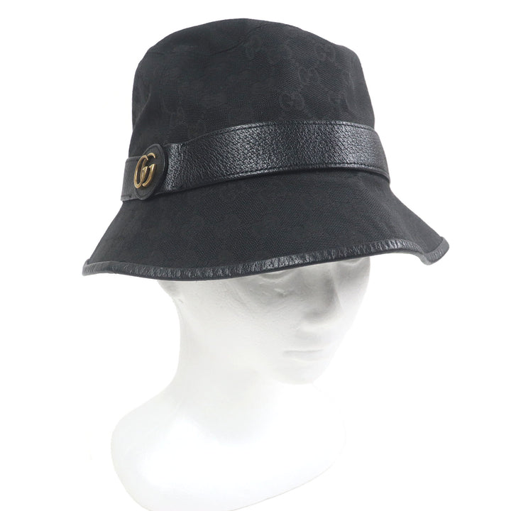 Great GUCCI hat GG canvas GG Marmont bucket black polyester mens 576587
