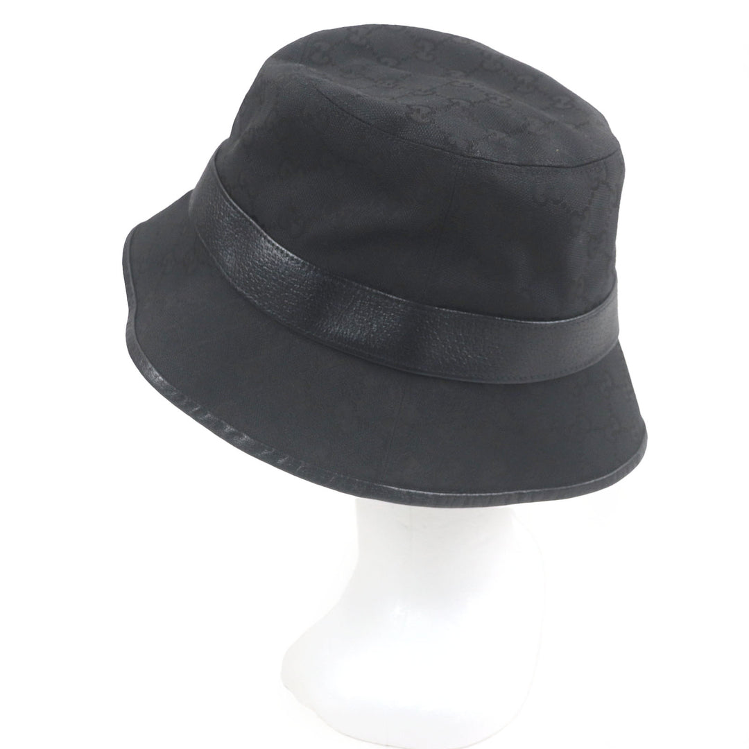 Great GUCCI hat GG canvas GG Marmont bucket black polyester mens 576587