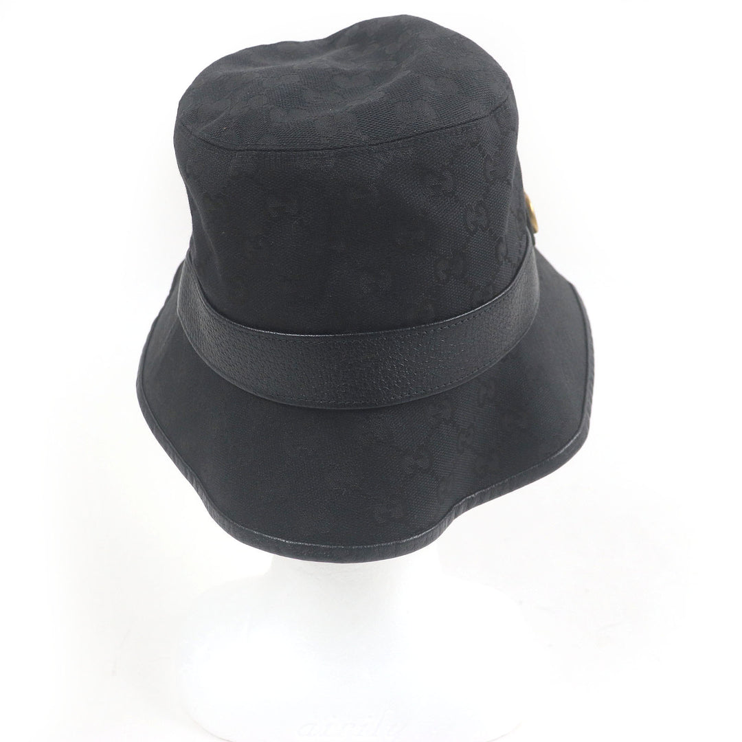 Great GUCCI hat GG canvas GG Marmont bucket black polyester mens 576587