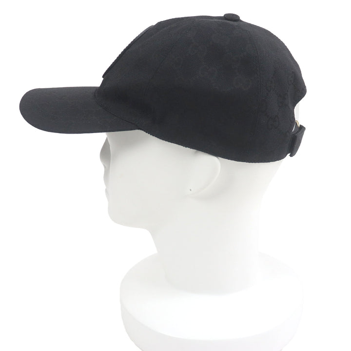 Excellent GUCCI cap GG Canvas Logo Patch Baseball black polyester mens 576253