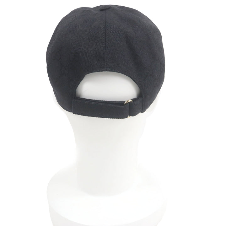 Excellent GUCCI cap GG Canvas Logo Patch Baseball black polyester mens 576253