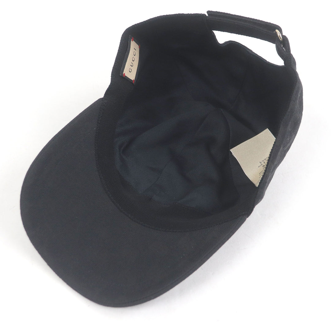 Excellent GUCCI cap GG Canvas Logo Patch Baseball black polyester mens 576253