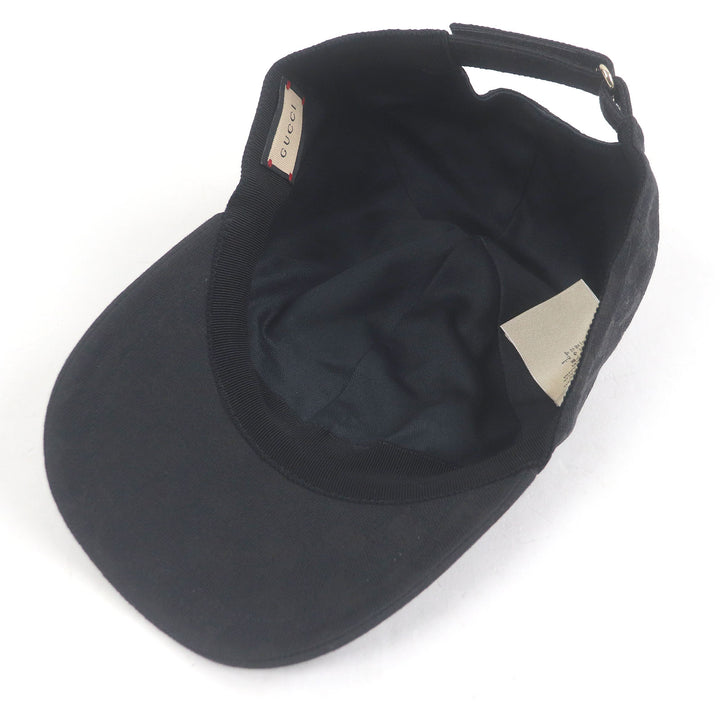 Excellent GUCCI cap GG Canvas Logo Patch Baseball black polyester mens 576253