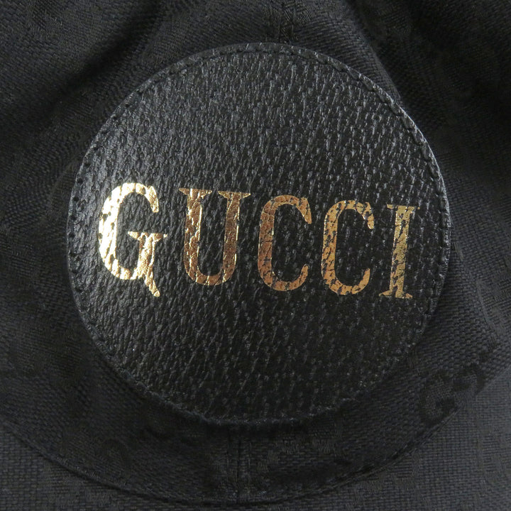 Excellent GUCCI cap GG Canvas Logo Patch Baseball black polyester mens 576253