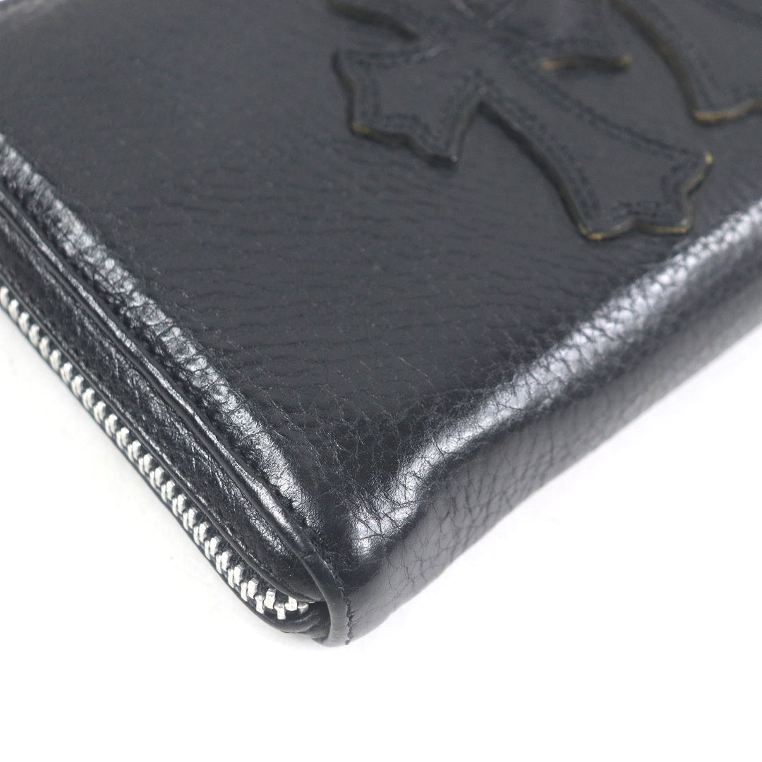 Great CHROME HEARTS Purse REC F ZIP 3 Cemetery Cross Round Zip