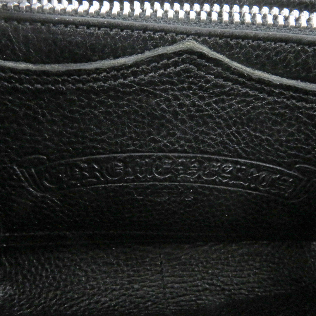 Great CHROME HEARTS Purse REC F ZIP 3 Cemetery Cross Round Zip