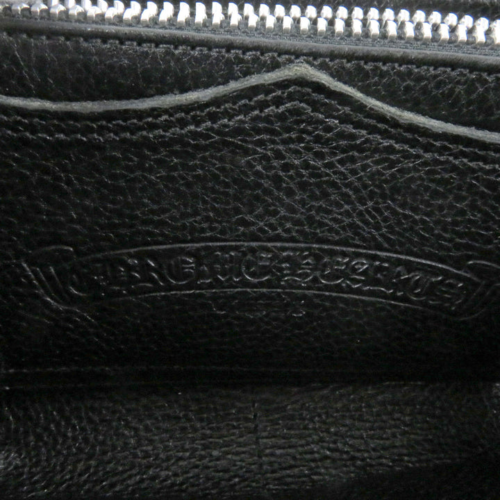 Great CHROME HEARTS Purse REC F ZIP 3 Cemetery Cross Round Zip