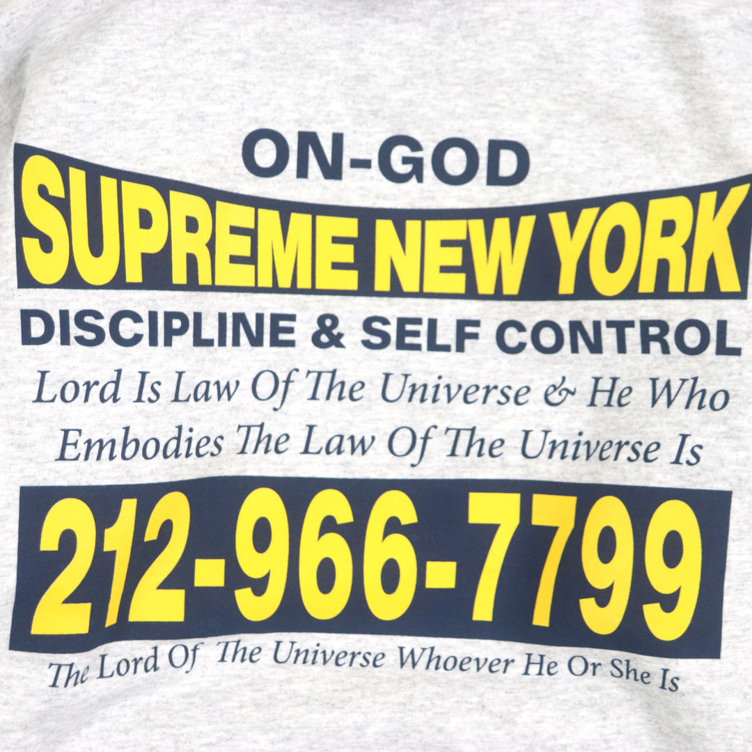 Excellent Supreme hoodie On God Hooded Sweatshist gray cotton mens M