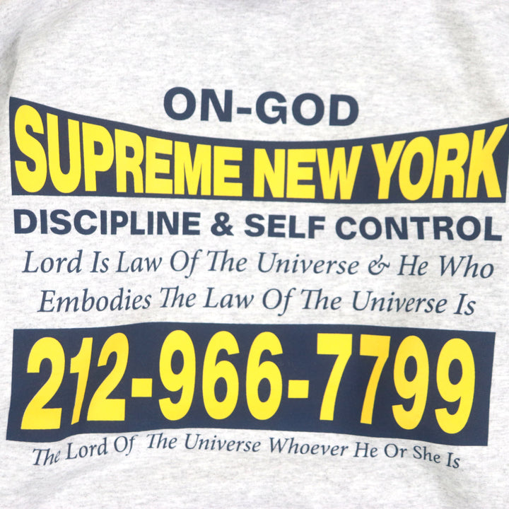 Excellent Supreme hoodie On God Hooded Sweatshist gray cotton mens M