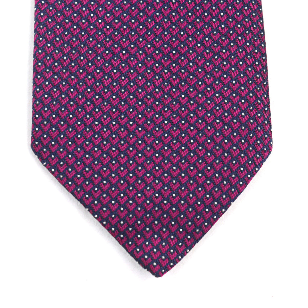 Pristine HERMES tie CRAVATE All-over pattern, heart embroidery, H logo silk