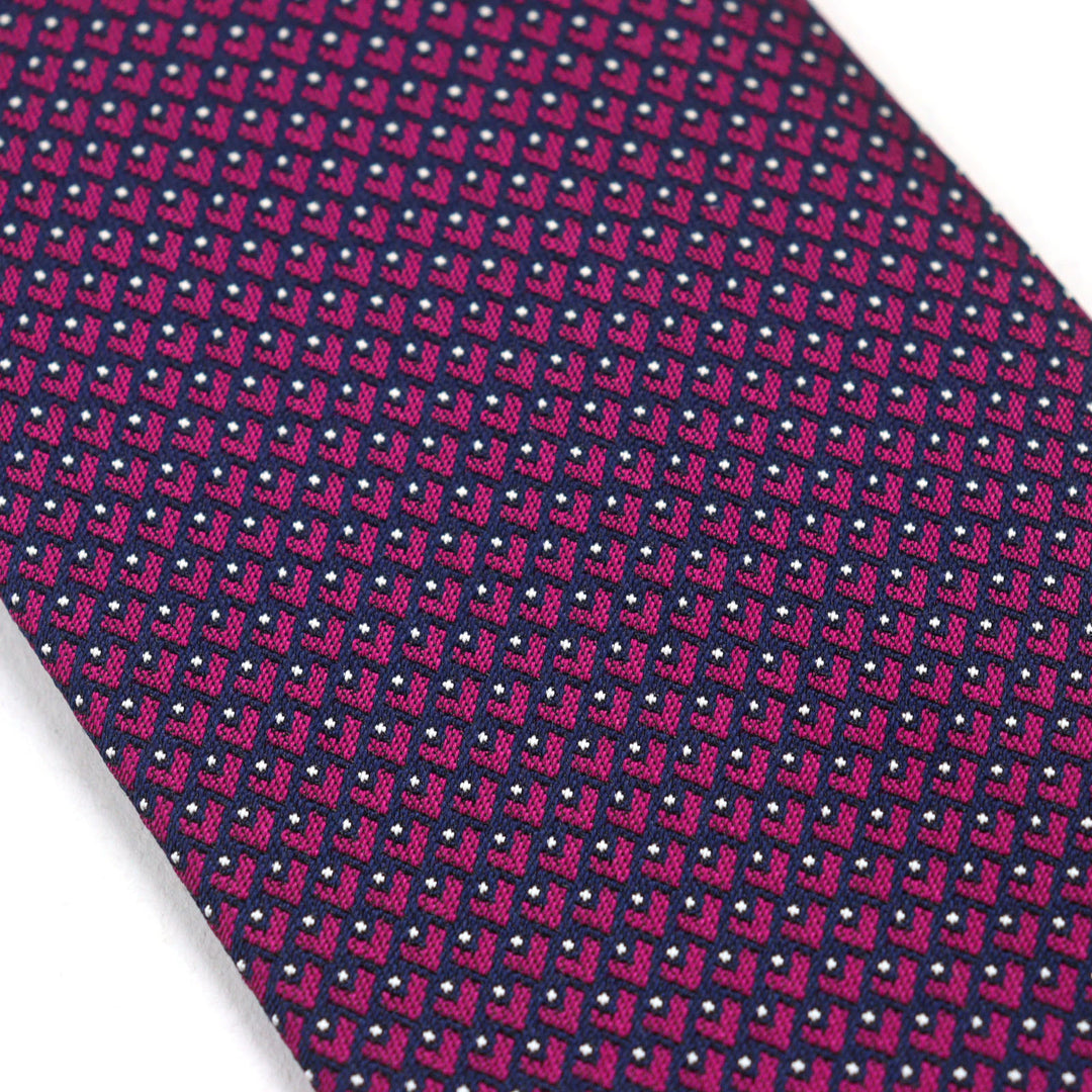Pristine HERMES tie CRAVATE All-over pattern, heart embroidery, H logo silk