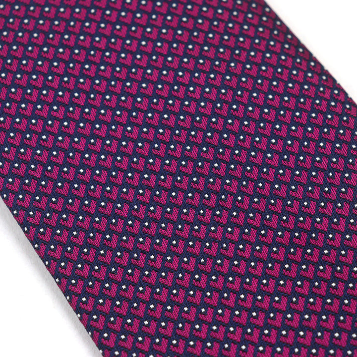 Pristine HERMES tie CRAVATE All-over pattern, heart embroidery, H logo silk
