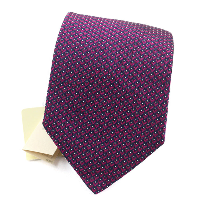 Pristine HERMES tie CRAVATE All-over pattern, heart embroidery, H logo silk