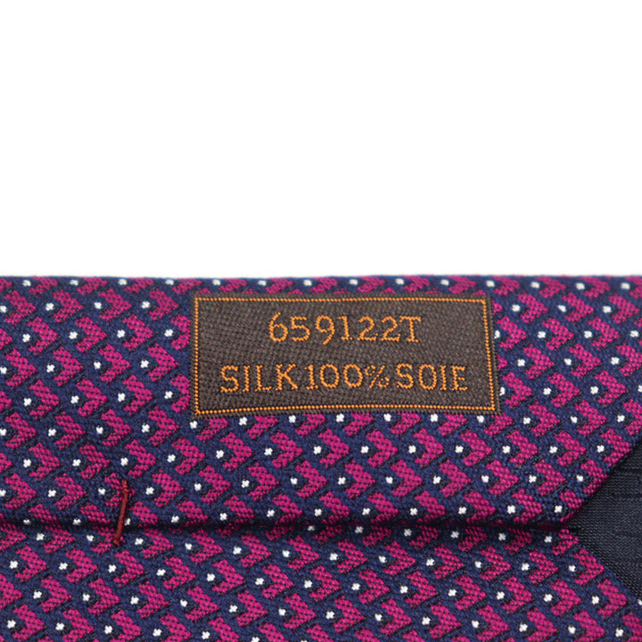 Pristine HERMES tie CRAVATE All-over pattern, heart embroidery, H logo silk