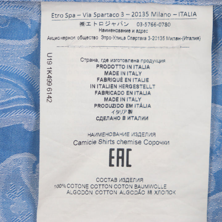 Great ETRO Long sleeve shirt blue cotton mens 39