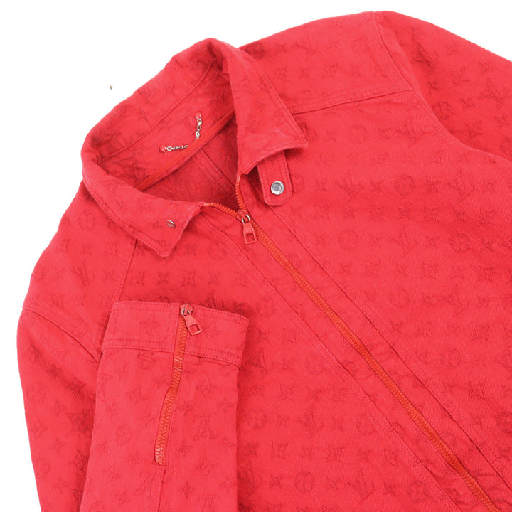 LOUIS VUITTON Denim Jacket Monogram stand collar zip up mens 52 1A5PDR