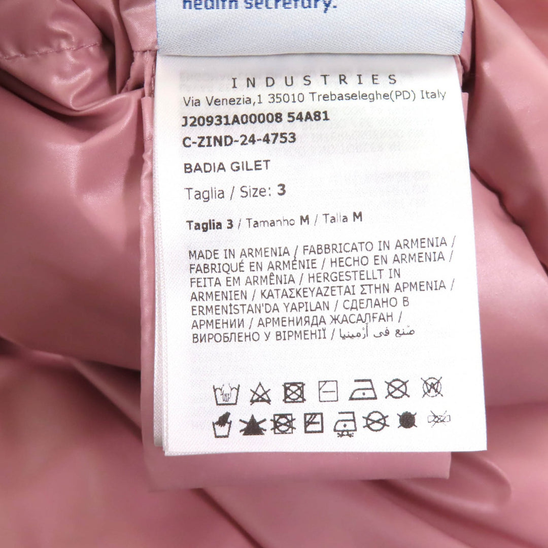 Excellent MONCLER Down vest BADIA With logo patch pink polyester Women 3