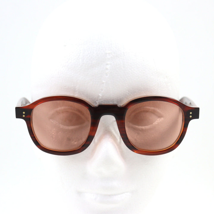 Excellent Lesca Lunetier sunglasses BRUT PANTO 0.3"" Brown acetate mens