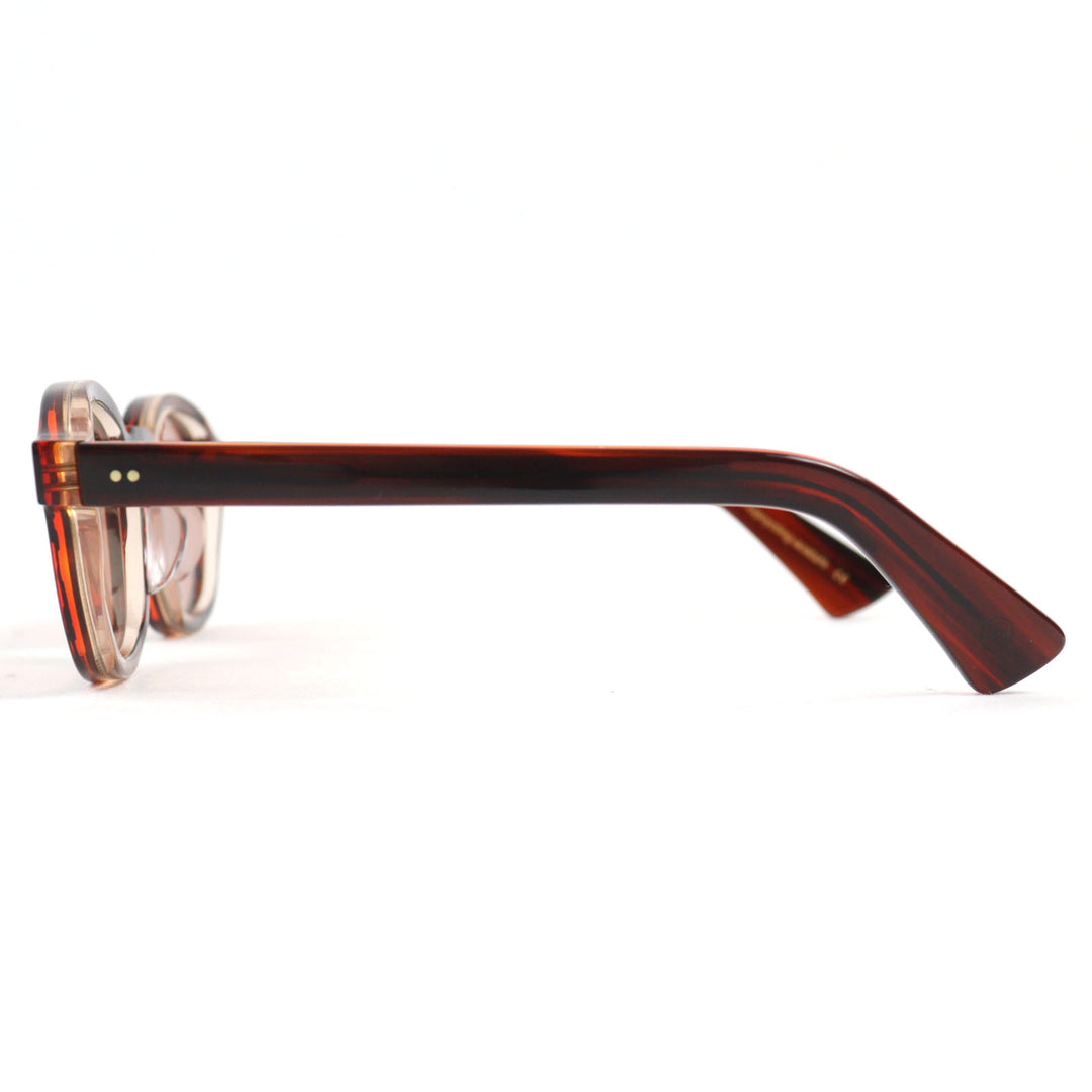 Excellent Lesca Lunetier sunglasses BRUT PANTO 0.3"" Brown acetate mens