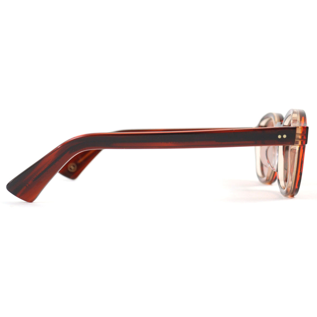 Excellent Lesca Lunetier sunglasses BRUT PANTO 0.3"" Brown acetate mens