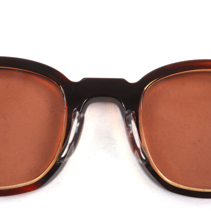 Excellent Lesca Lunetier sunglasses BRUT PANTO 0.3"" Brown acetate mens