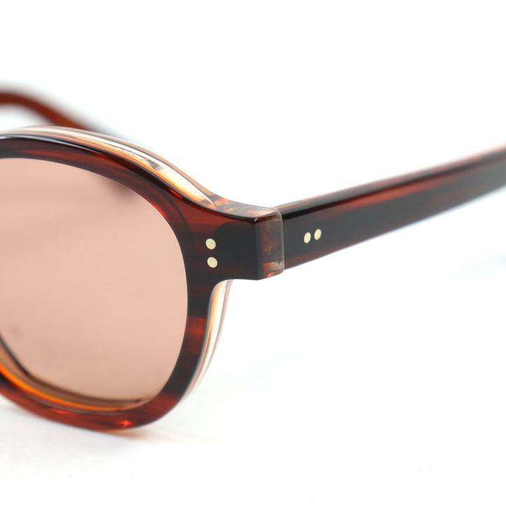 Excellent Lesca Lunetier sunglasses BRUT PANTO 0.3"" Brown acetate mens